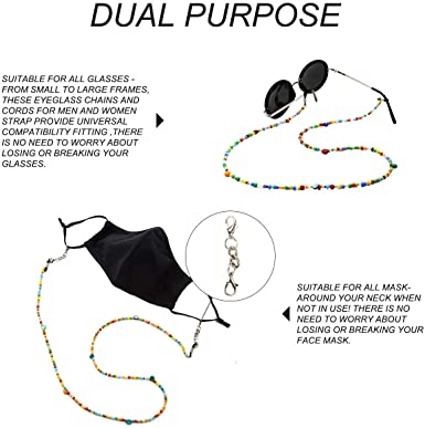 Multifunction Mask Glasses Lanyard Unisex Mask Strap,Anti-lost Mask Leash 2PC