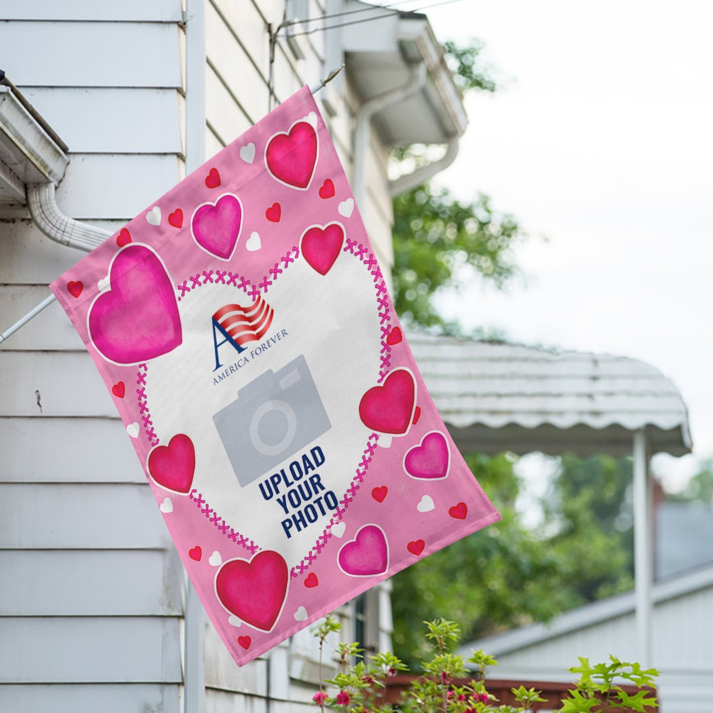 Personalized Valentine's Day Hearts House Flag & Garden Flag