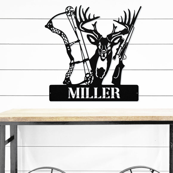 Deer Bow Hunting Custom Name Custom Metal Hunting Sign