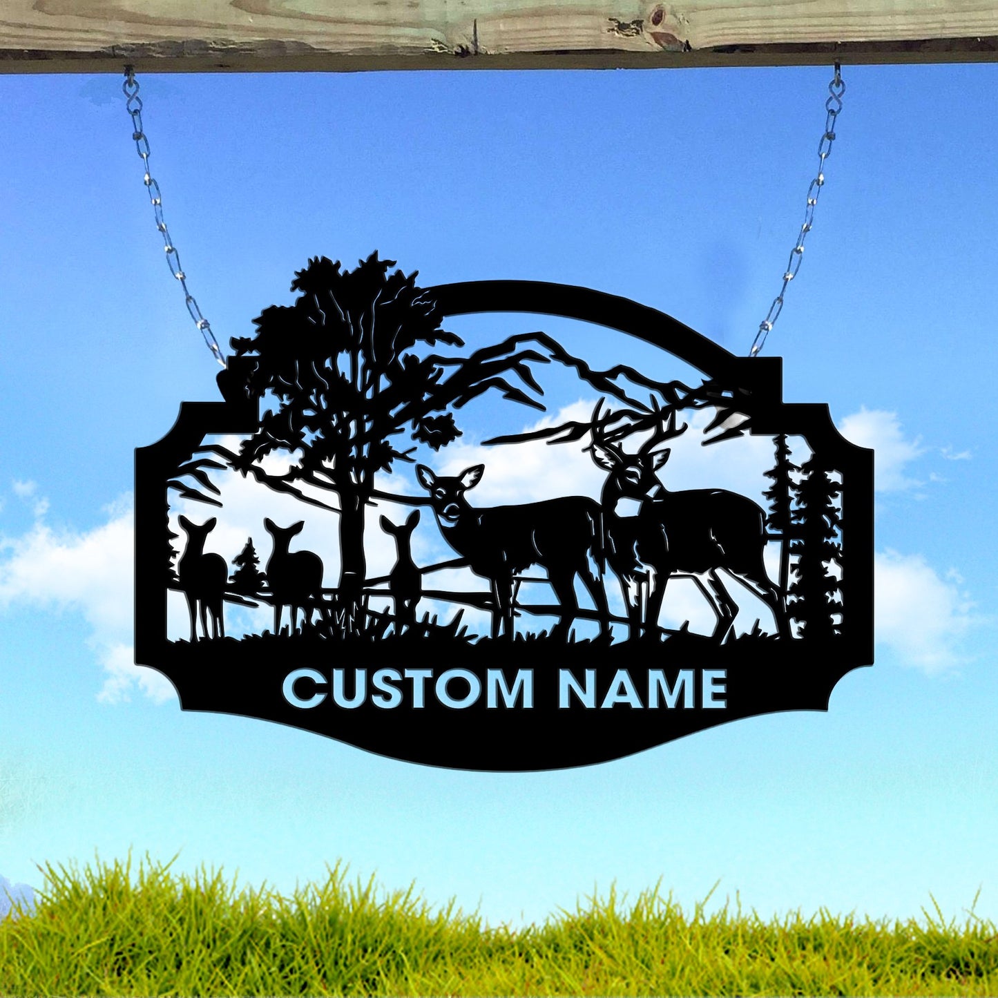 Welcome Whitetails Deer Sign Custom Name Metal Wall Art