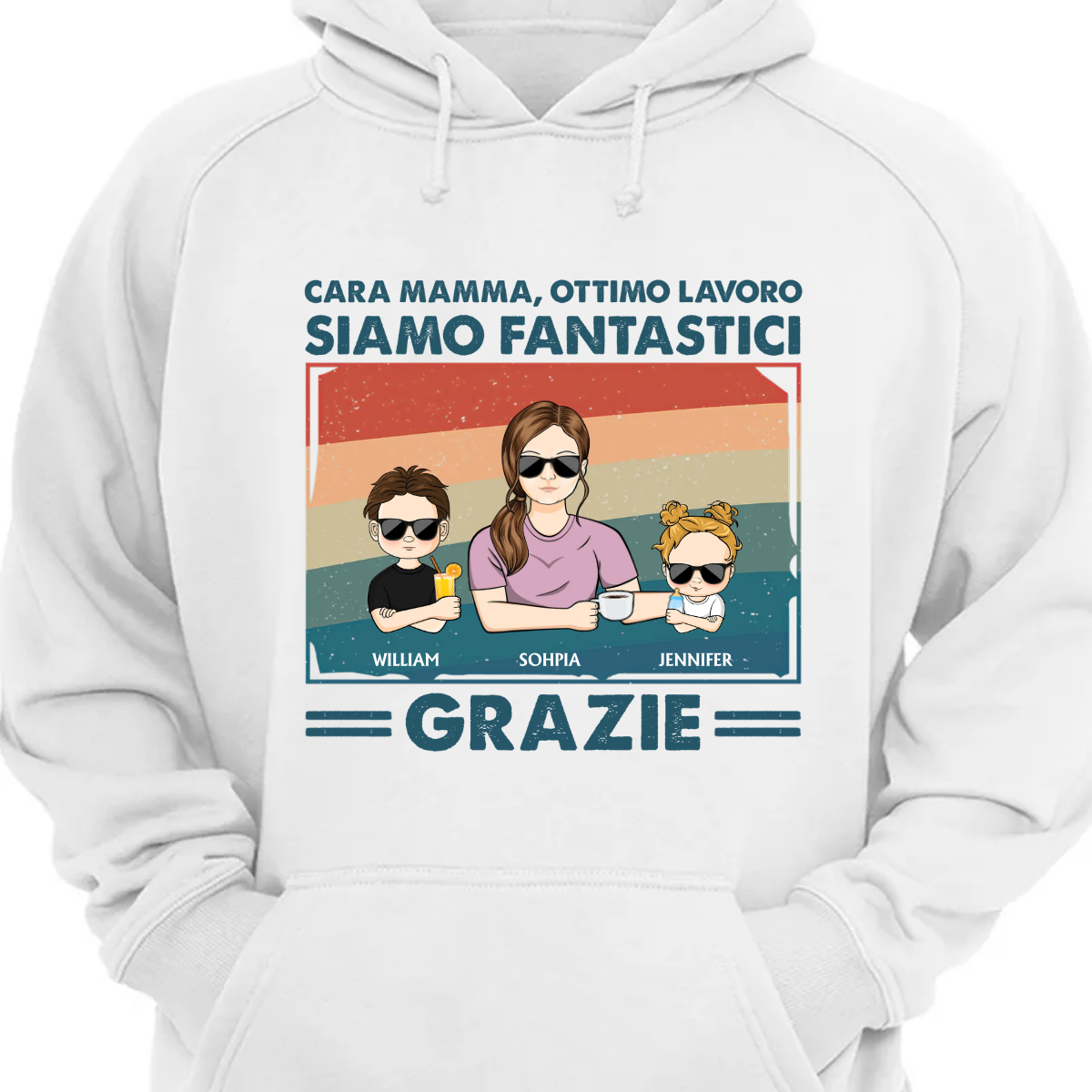 Cara Mamma Ottimo Lavoro Siamo Fantastici Grazie Giovane - Regalo per la festa della mamma - Felpa con cappuccio personalizzata