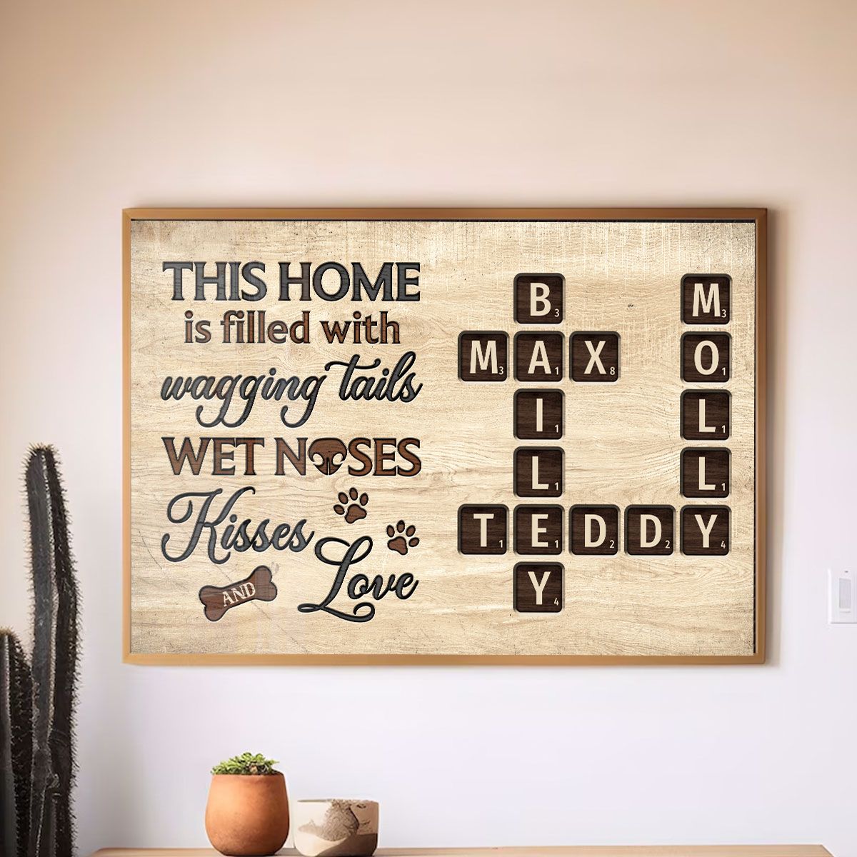 Pet Lover Home Decor Home With Paw Prints Crossword Puzzle Art Personalized Canvas