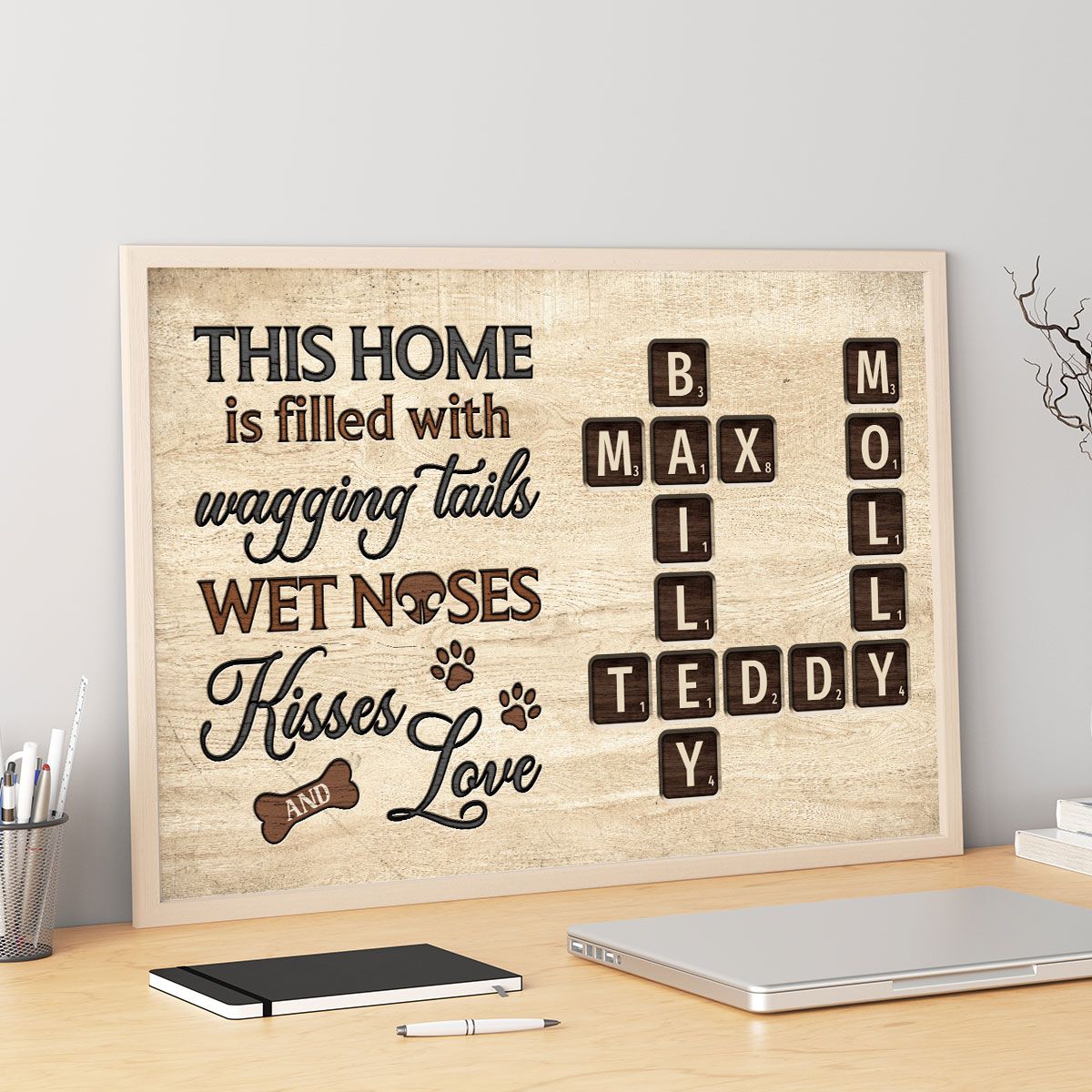 Pet Lover Home Decor Home With Paw Prints Crossword Puzzle Art Personalized Canvas