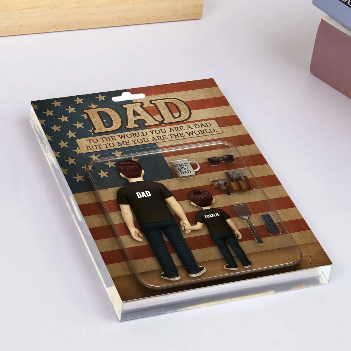 Dad And Kids Back View Custom Figure Personalized Acrylic Block Plaque, Father's Day Gift for Dad, Gift for Husband