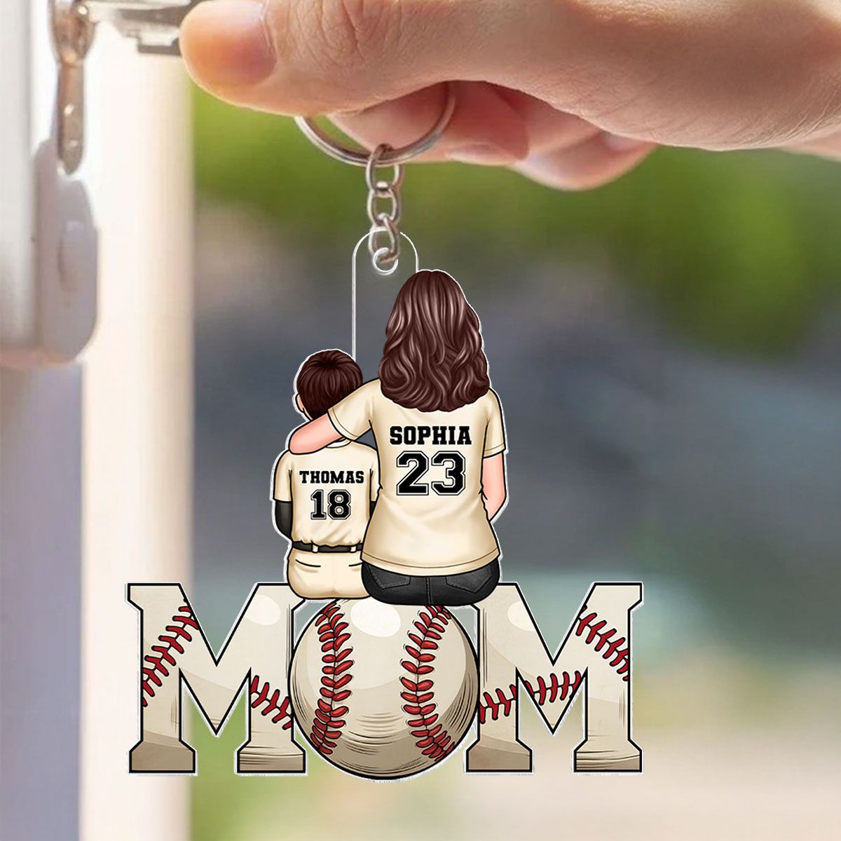 Baseball, Softball Mom And Kids Personalized Acrylic Keychain, Mother's Day Gift