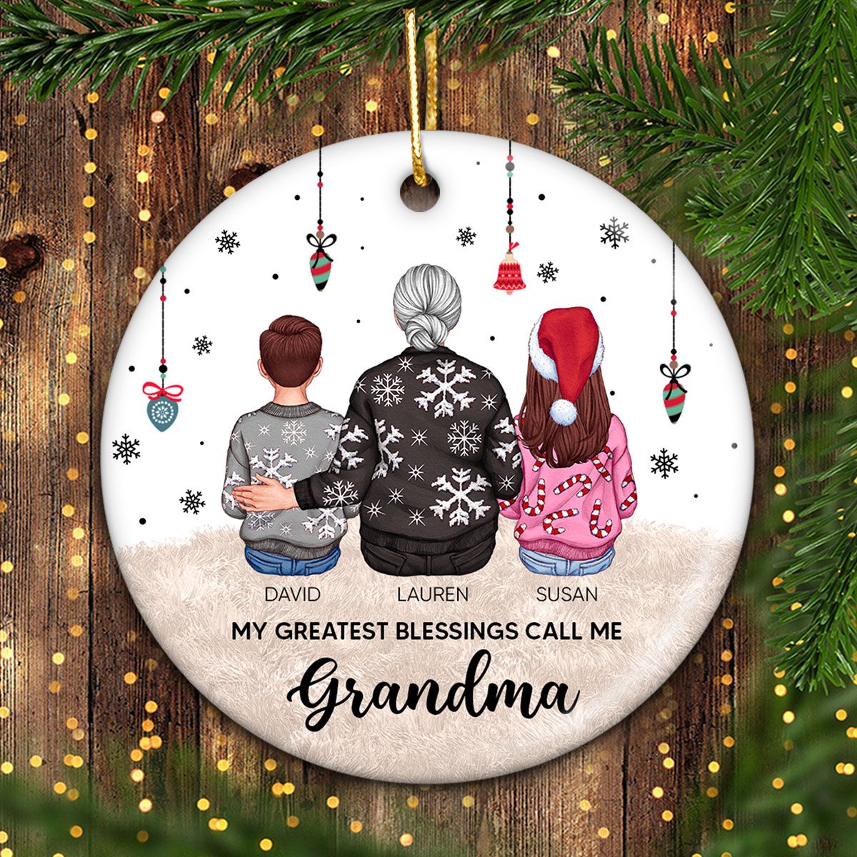 Personalized Grandma Ornament Christmas Gift from Grandkids, Gift for Grandma Mimi Gigi Abuela