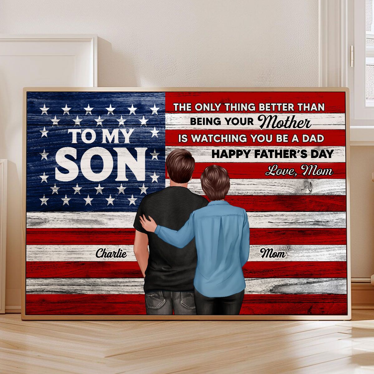 Nation Flag To My Son Happy Father's Day Personalized Canvas, Heartfelt Father's Day Gift For Son
