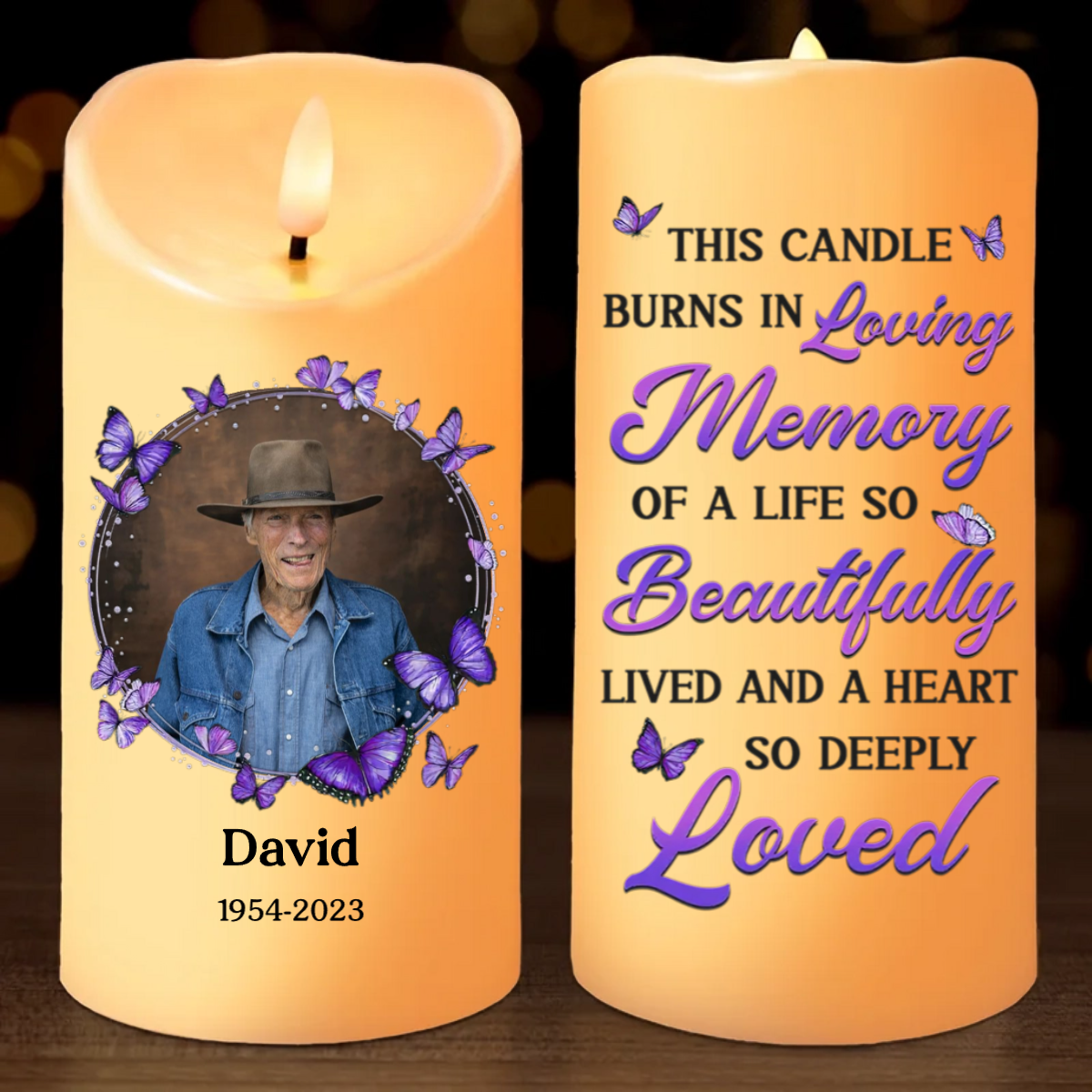 Custom Photo Your Memory Lives On - Memorial Personalized Custom LED Candle - Christmas Gift, Sympathy Gift For Family Members