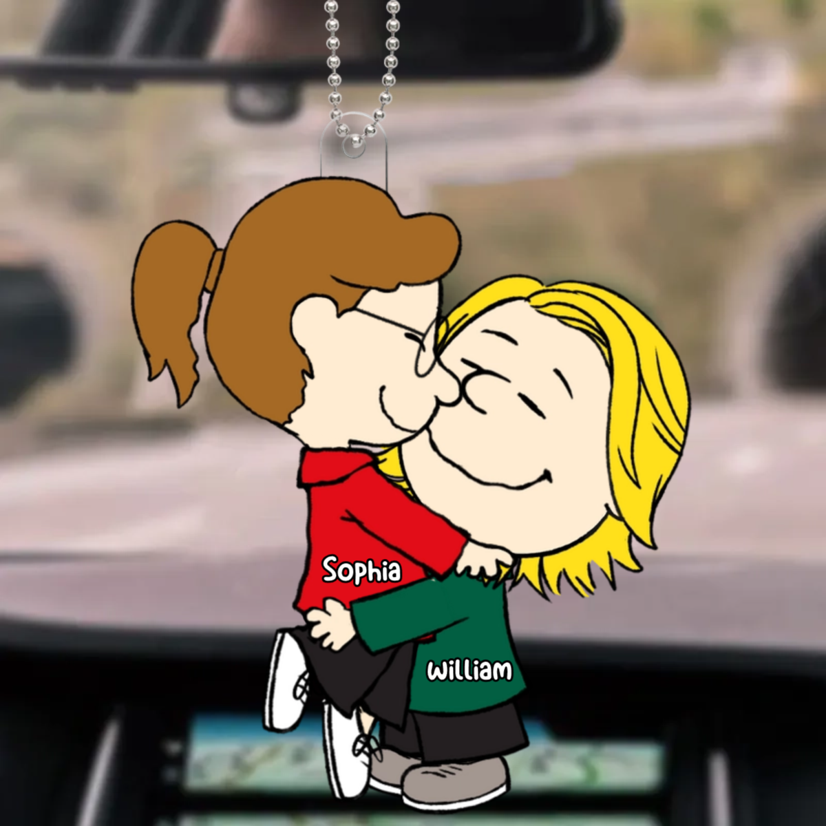 Cartoon Couple Personalized Car Ornament