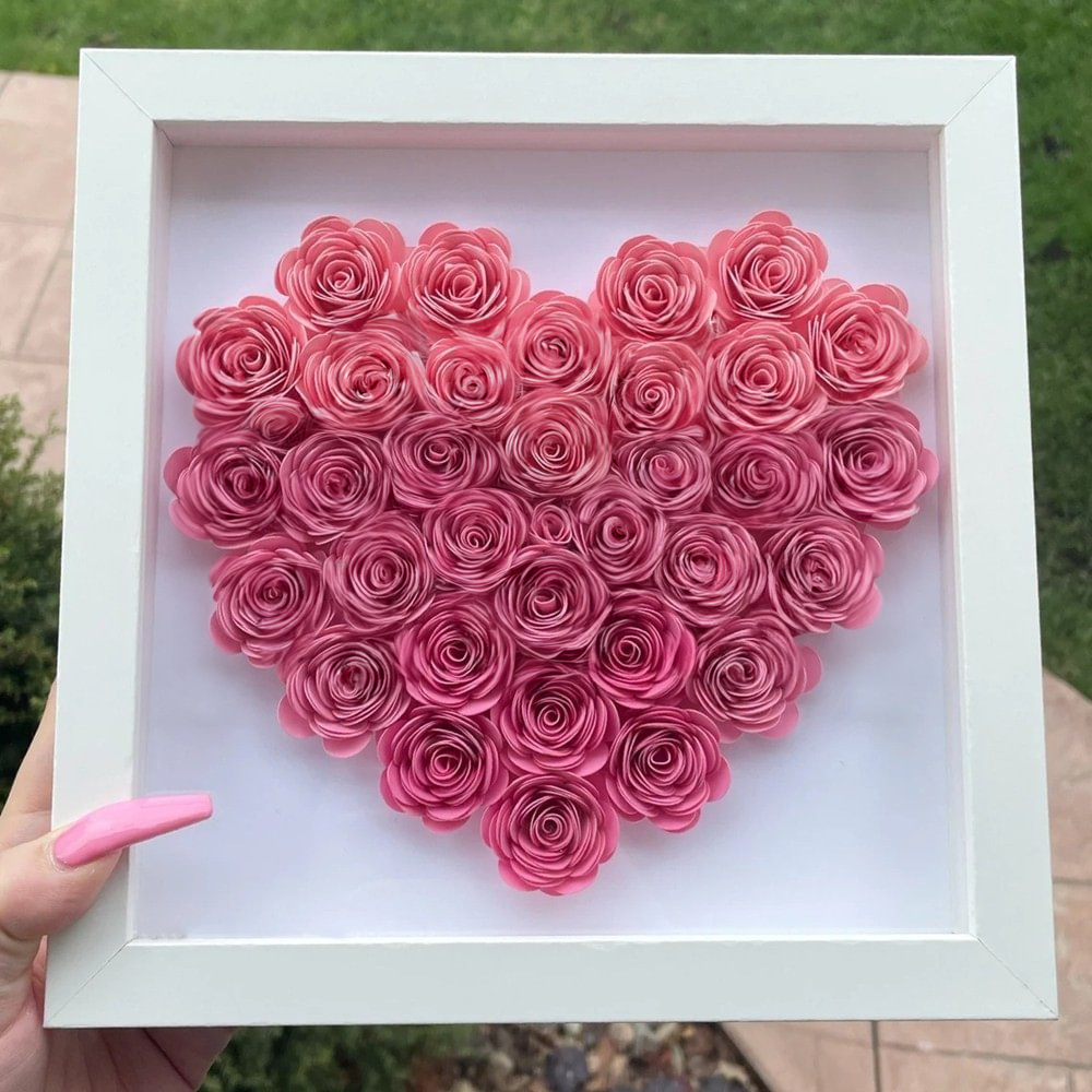 Gift For Mother Daughter Personalized Heart Rose Shadow Box