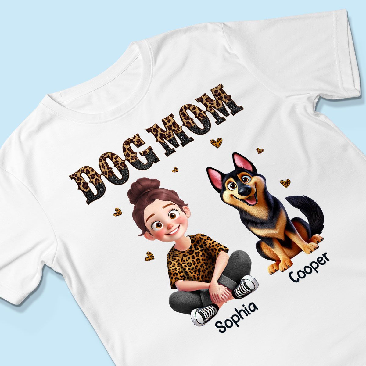 Leopard Dog Mom Animation Cartoon Personalized Shirt, Gift For Dog Lovers