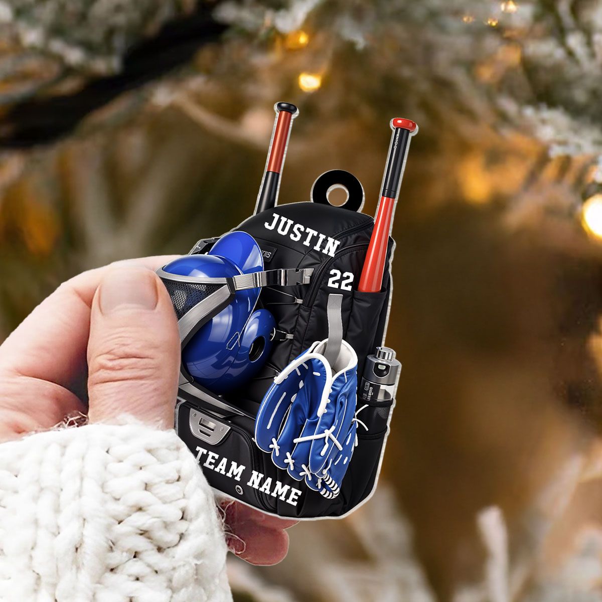 Personalized Baseball Softball Bag Personalized Acrylic Christmas Ornament, Baseball Player Name and Number, Custom Baseball Team Gifts