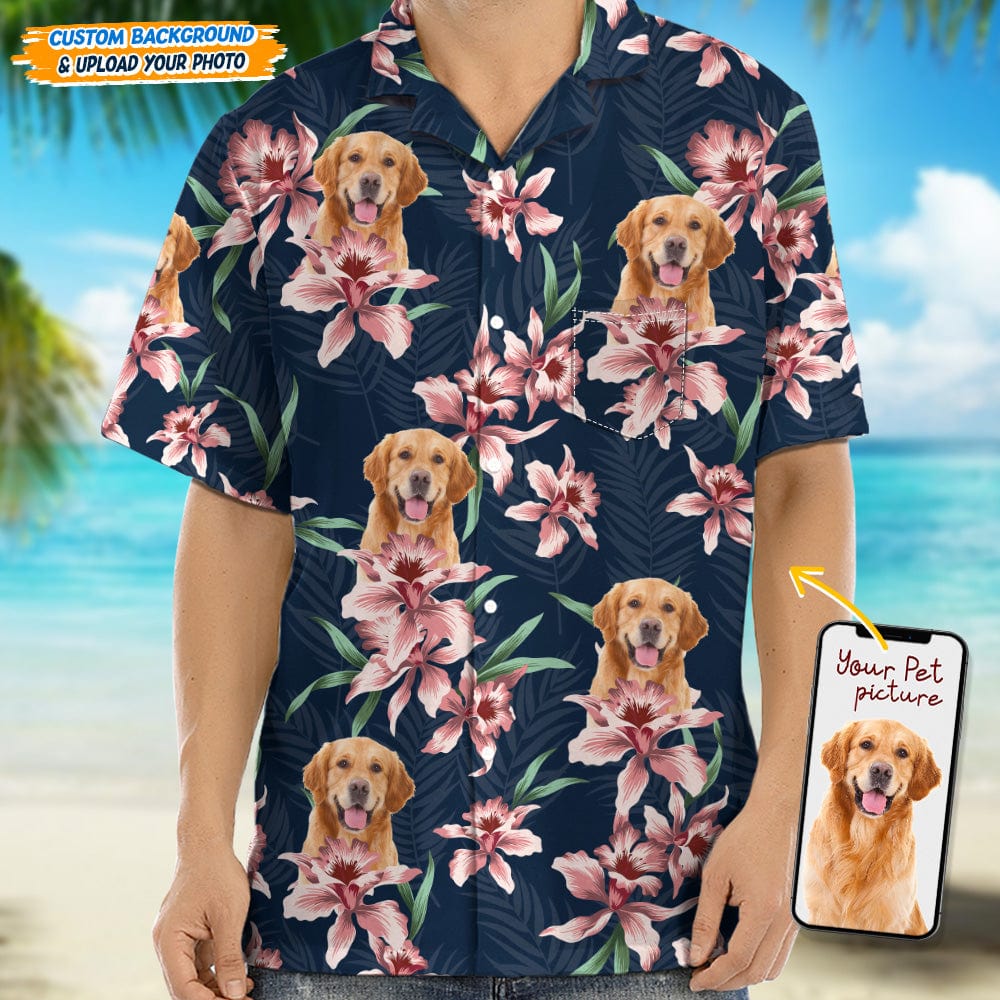 Custom Photo For Dog Lover With Lily Flowers Hawaii Shirt