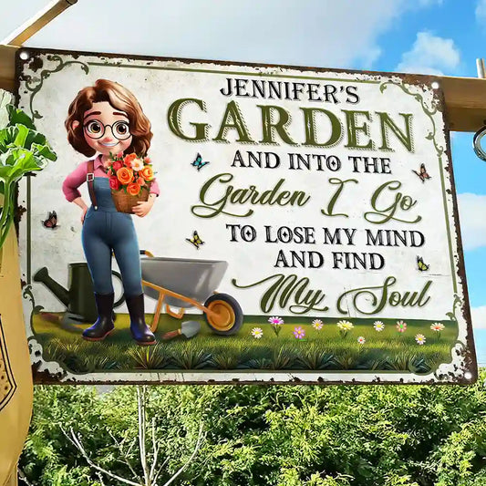 And Into The Garden I Go Gardening Woman - Personalized Classic Metal Signs