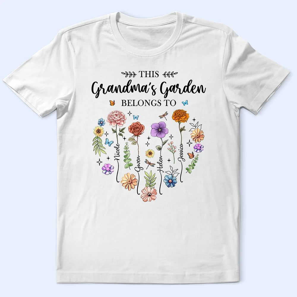 Birth Flower This Grandma's Garden Belongs - Personalized T Shirt