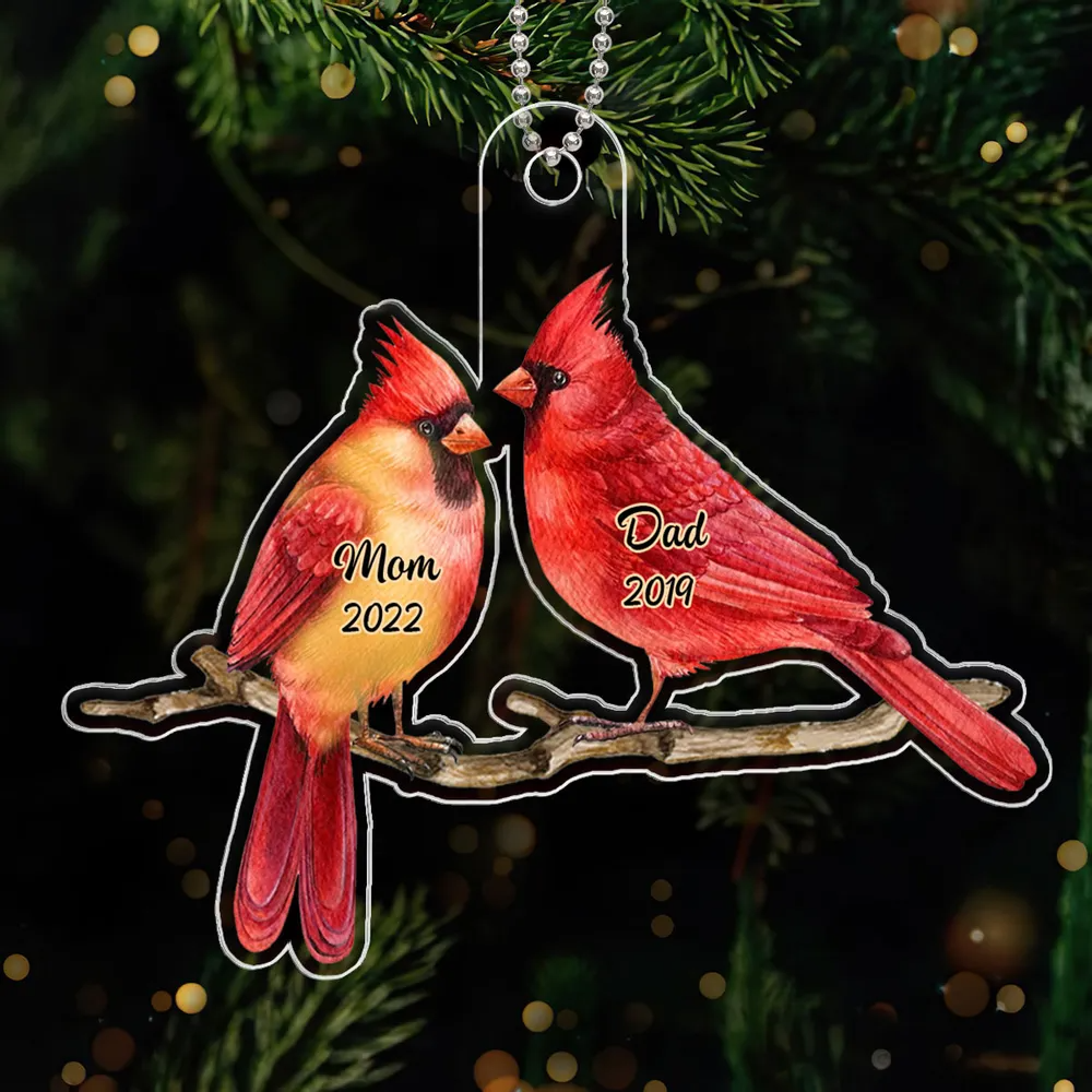 Memorial Cardinal Dad Mom Personalized Christmas Ornament