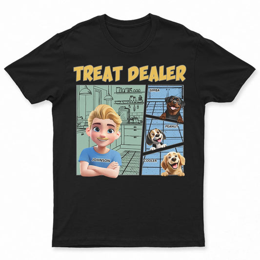 More Color Funny Comic Pet Lover Treat Dealer Cute Dog Cat - Personalized T Shirt
