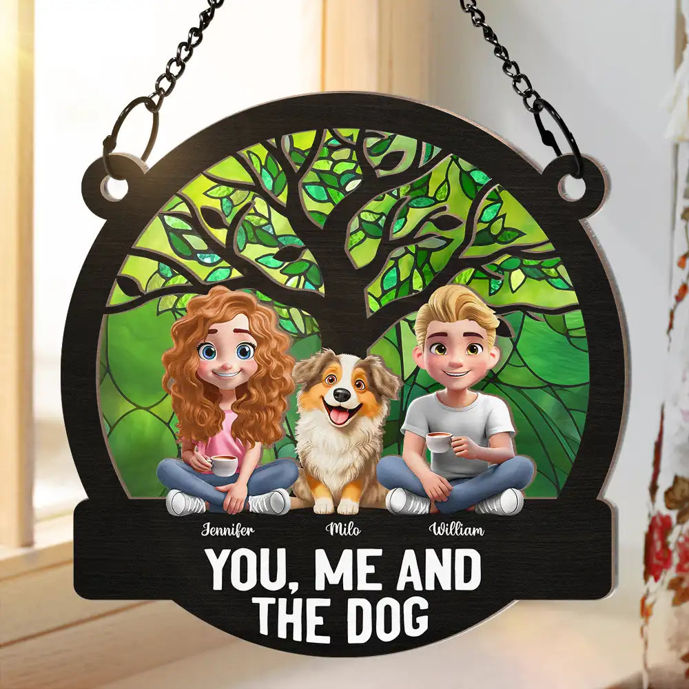 Seasons Of The Year You, Me And The Dog - Personalized Window Hanging Suncatcher Ornament