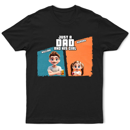 Comic Style Just A Dad And His Girl - Personalized T Shirt