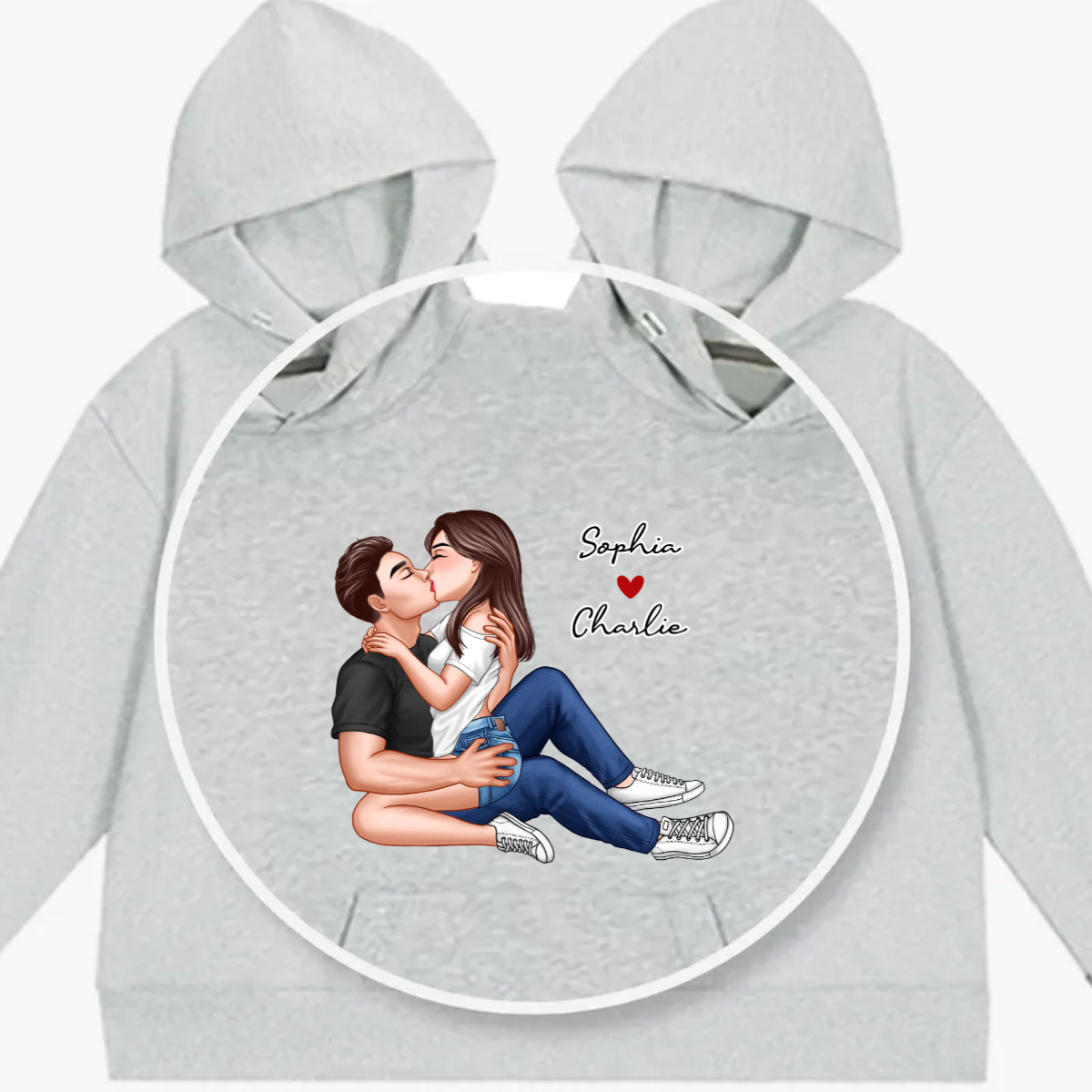 Sexy Couple Kissing Valentine‘s Day Gift Personalized Couple One-Piece Hoodie Sweatshirt