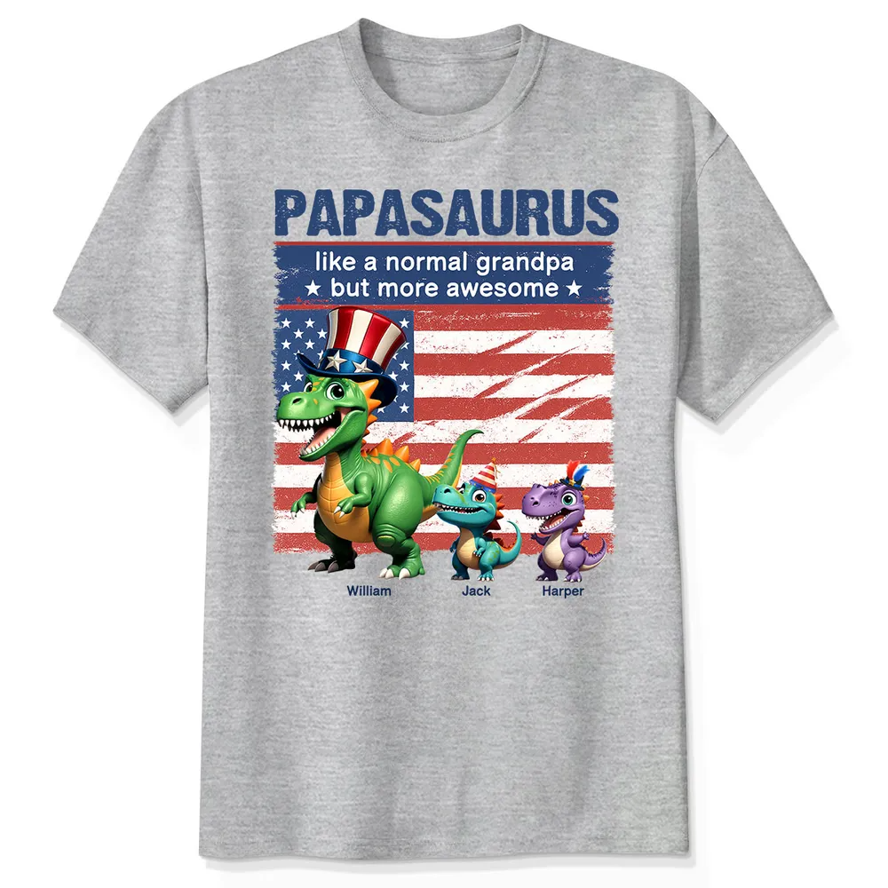 Grandpasaurus And Kids 3D Effect Dinosaurs 4th Of July Independence Day Celebration Personalized Shirt