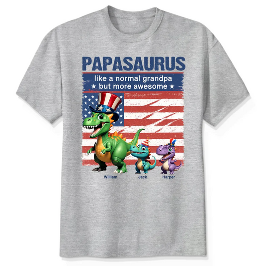Grandpasaurus And Kids 3D Effect Dinosaurs 4th Of July Independence Day Celebration Personalized Shirt