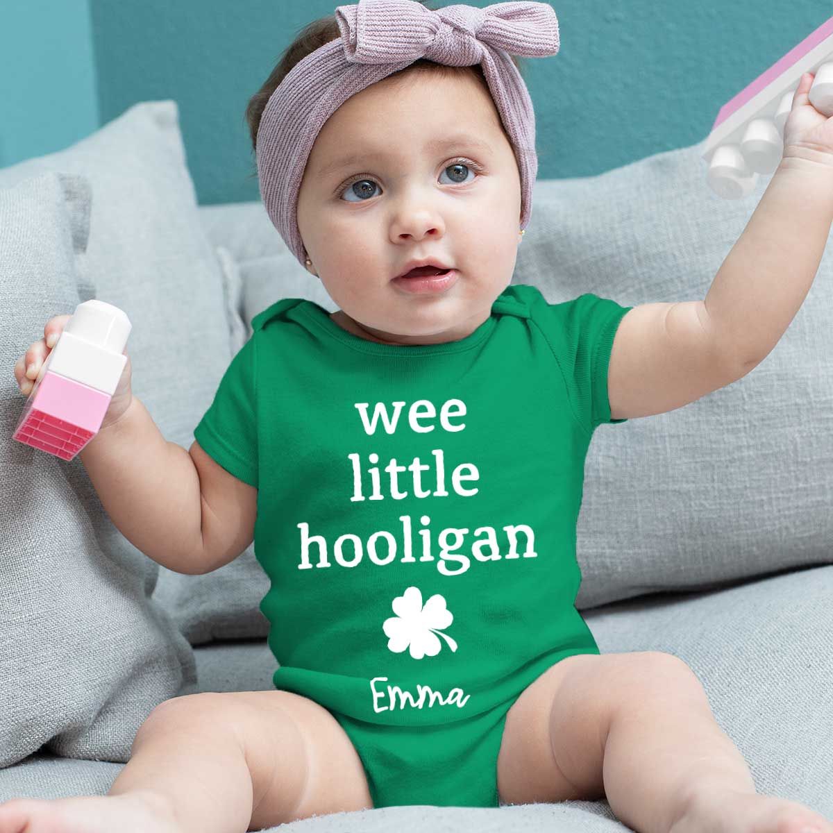 Wee Little Hooligan Custom Baby Name St. Patrick's Day Personalized Baby Onesie