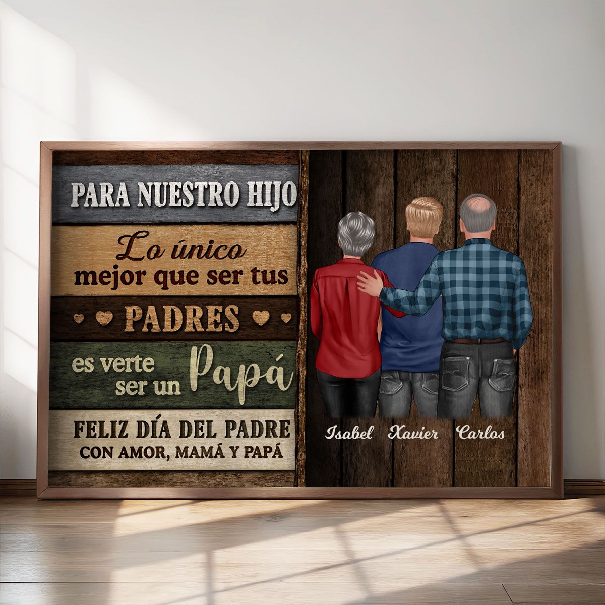 Colored Wood Pallets To My Son From Mom Happy Father's Day Spanish Personalized Canvas