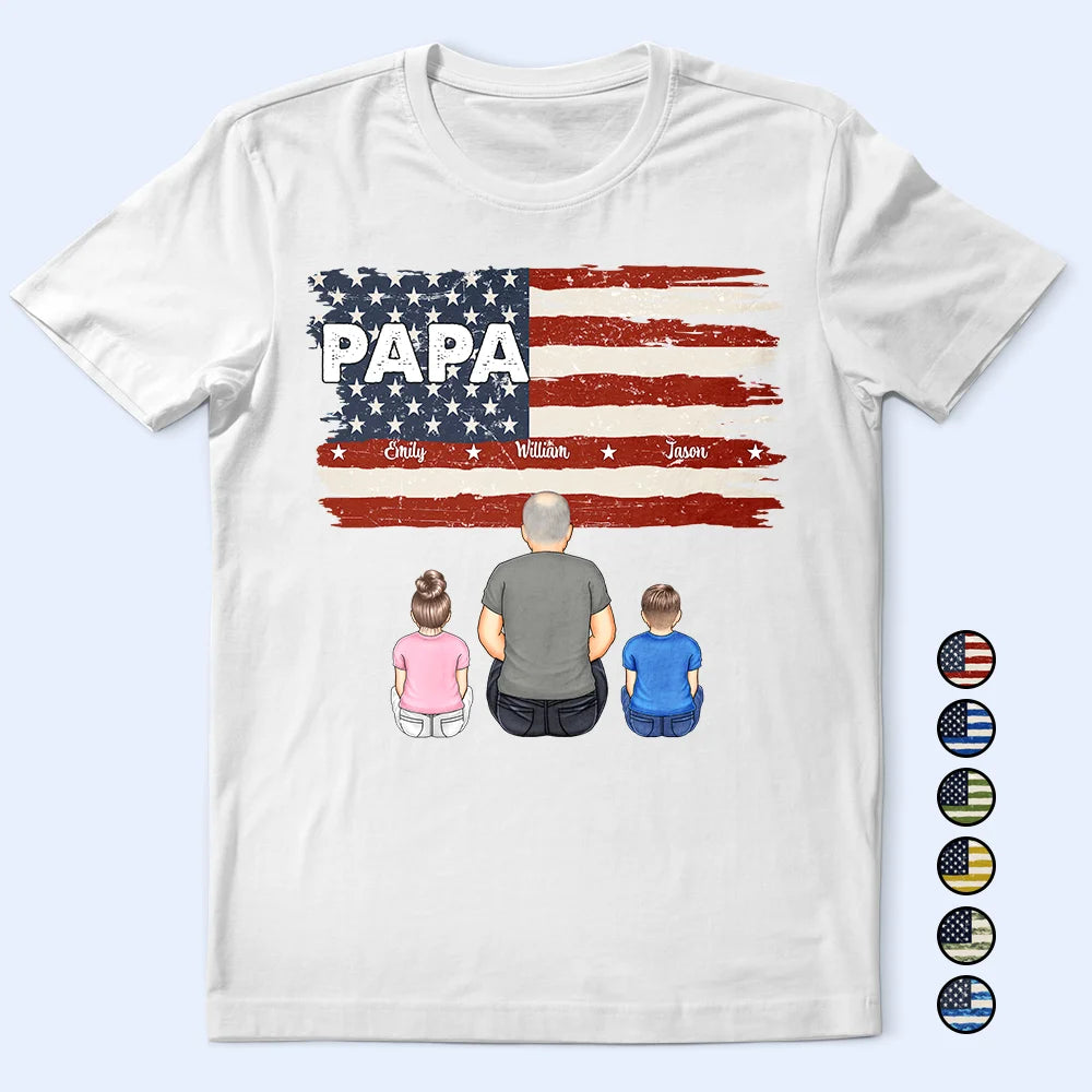 Stars & Stripes Dad Grandpa Names - Personalized T Shirt