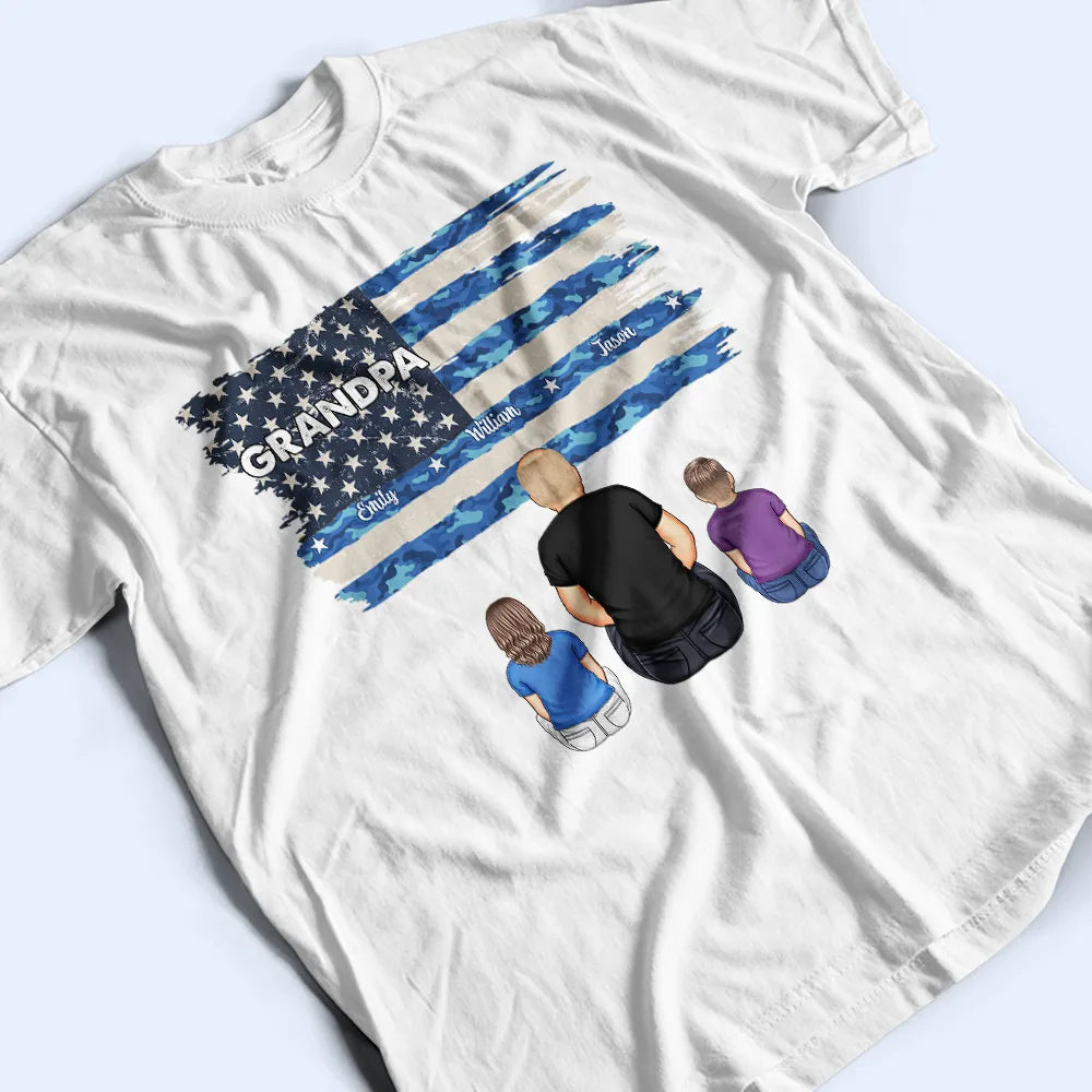 Stars & Stripes Dad Grandpa Names - Personalized T Shirt