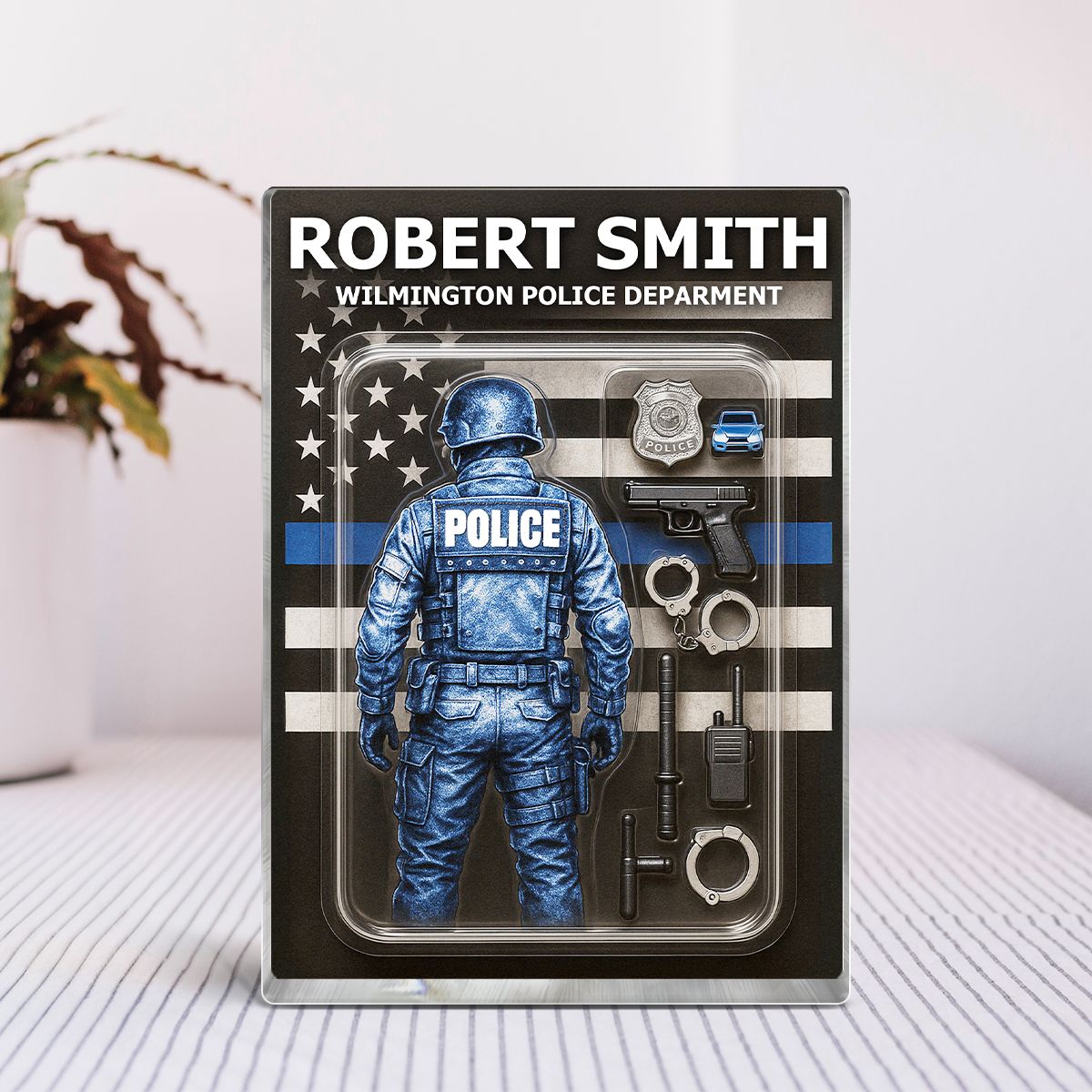 Police Custom Figure Personalized Acrylic Block Plaque, Gift for him