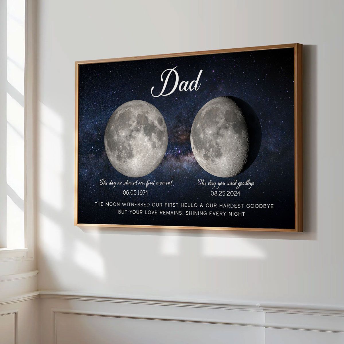The Moon Witnessed Our First Hello And Our Hardest Goodbye Memorial Moon Phase Personalized Canvas