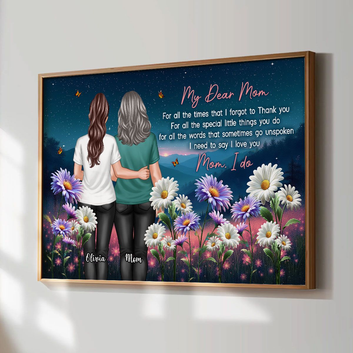 Mom Thank You Gift, Mother's Day Gift From Daughter Birth Flower Personalized Canvas