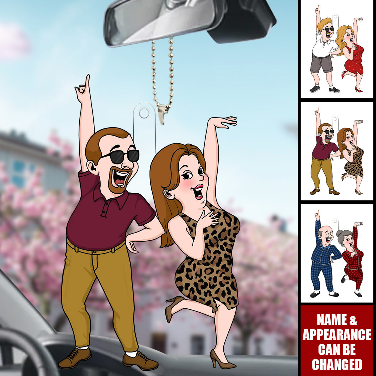 Funny Couple - Personalized Acrylic Car Ornament - Gift for Him, Gift for Her