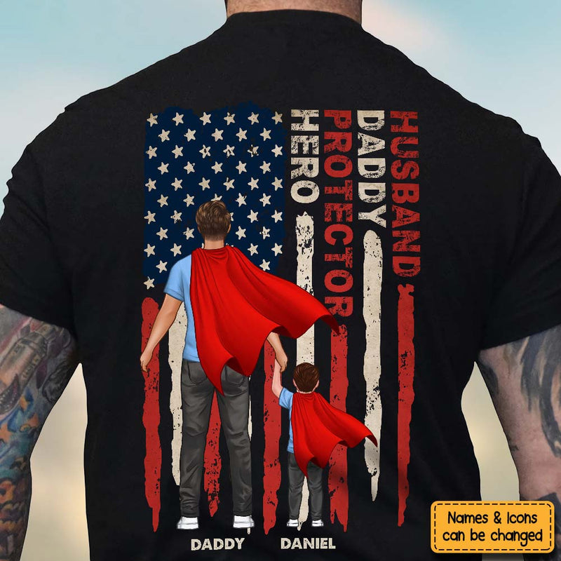 Personalized Gift For Dad Husband Daddy Protector Hero Shirt