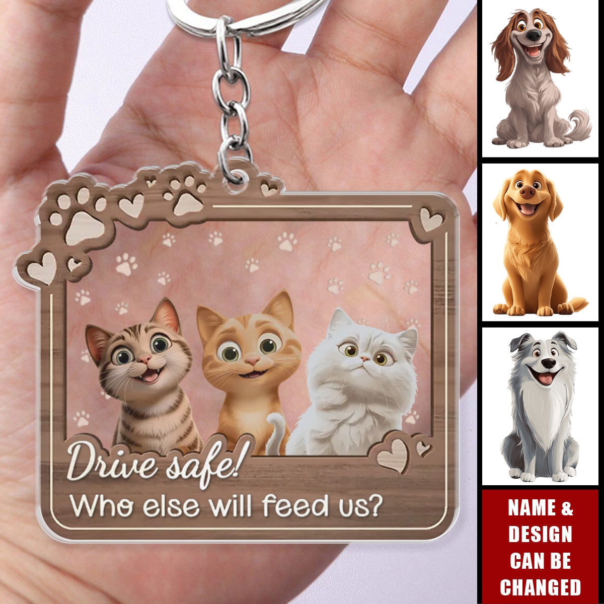 Furry Friends Make Life Better - Dog & Cat Personalized Custom Acrylic Keychain