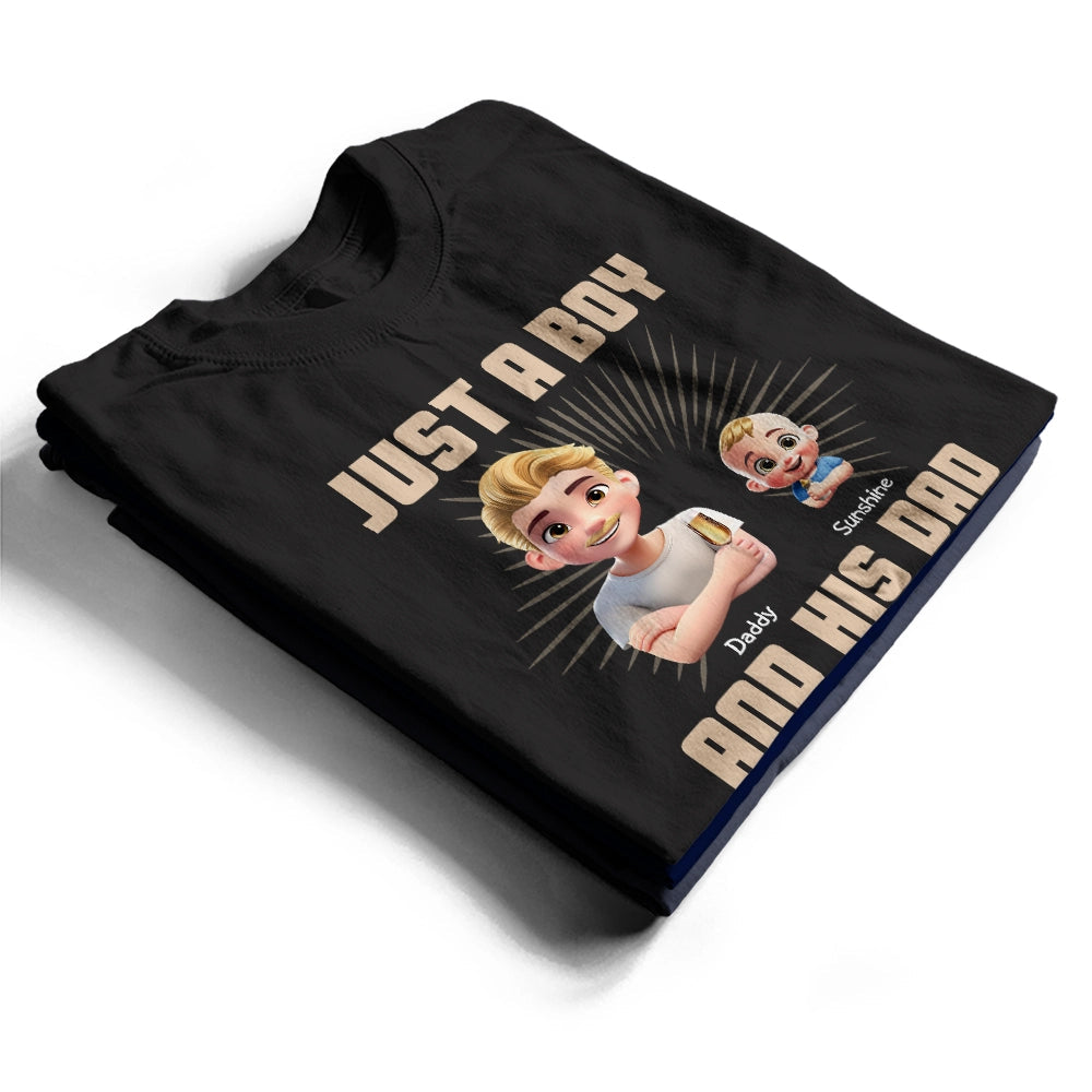 Just A Dad And His Girl 3D Effect Crossed Arms - Personalized T Shirt