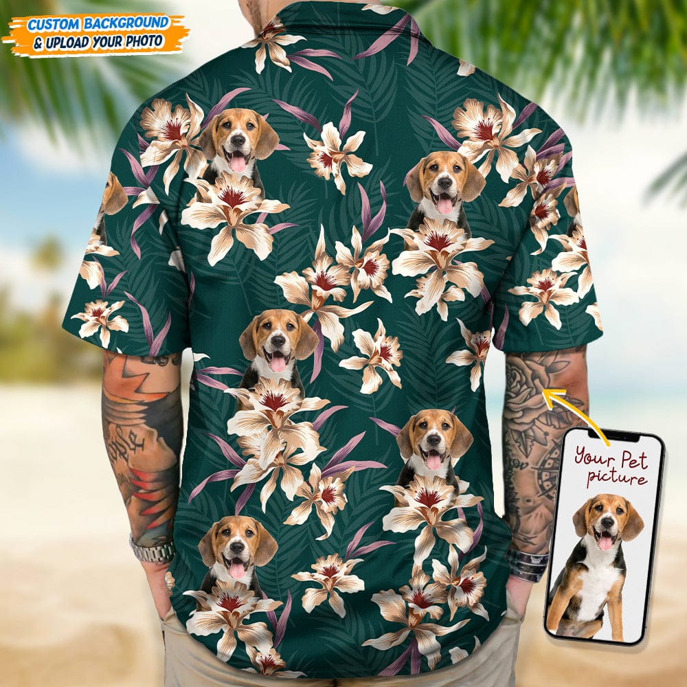 Custom Photo For Dog Lover With Lily Flowers Hawaii Shirt