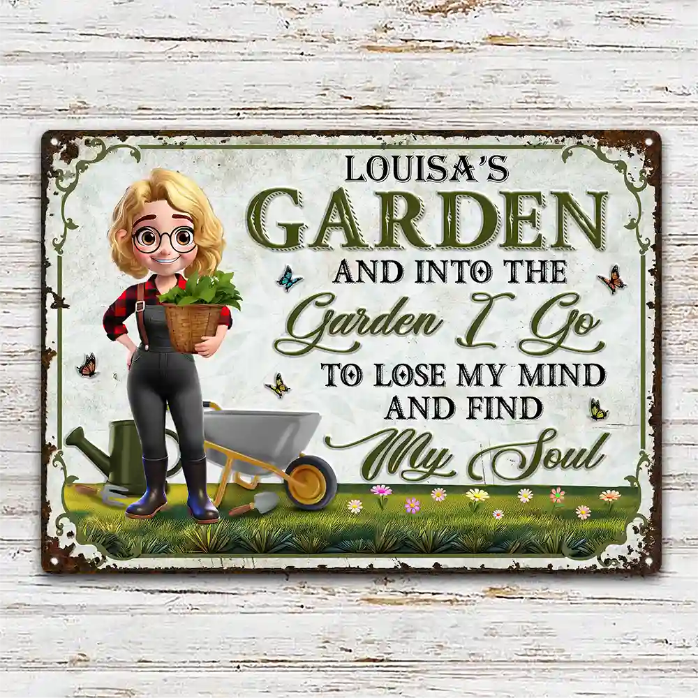 And Into The Garden I Go Gardening Woman - Personalized Classic Metal Signs