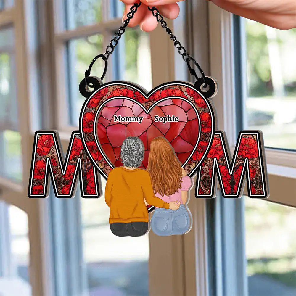 Mom & Daughter Flower - Personalized Window Hanging Suncatcher Ornament
