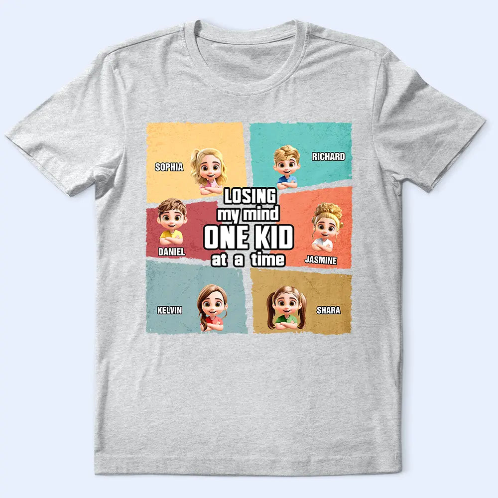 Losing My Mind One Kid At A Time Cartoon Story - Personalized T Shirt
