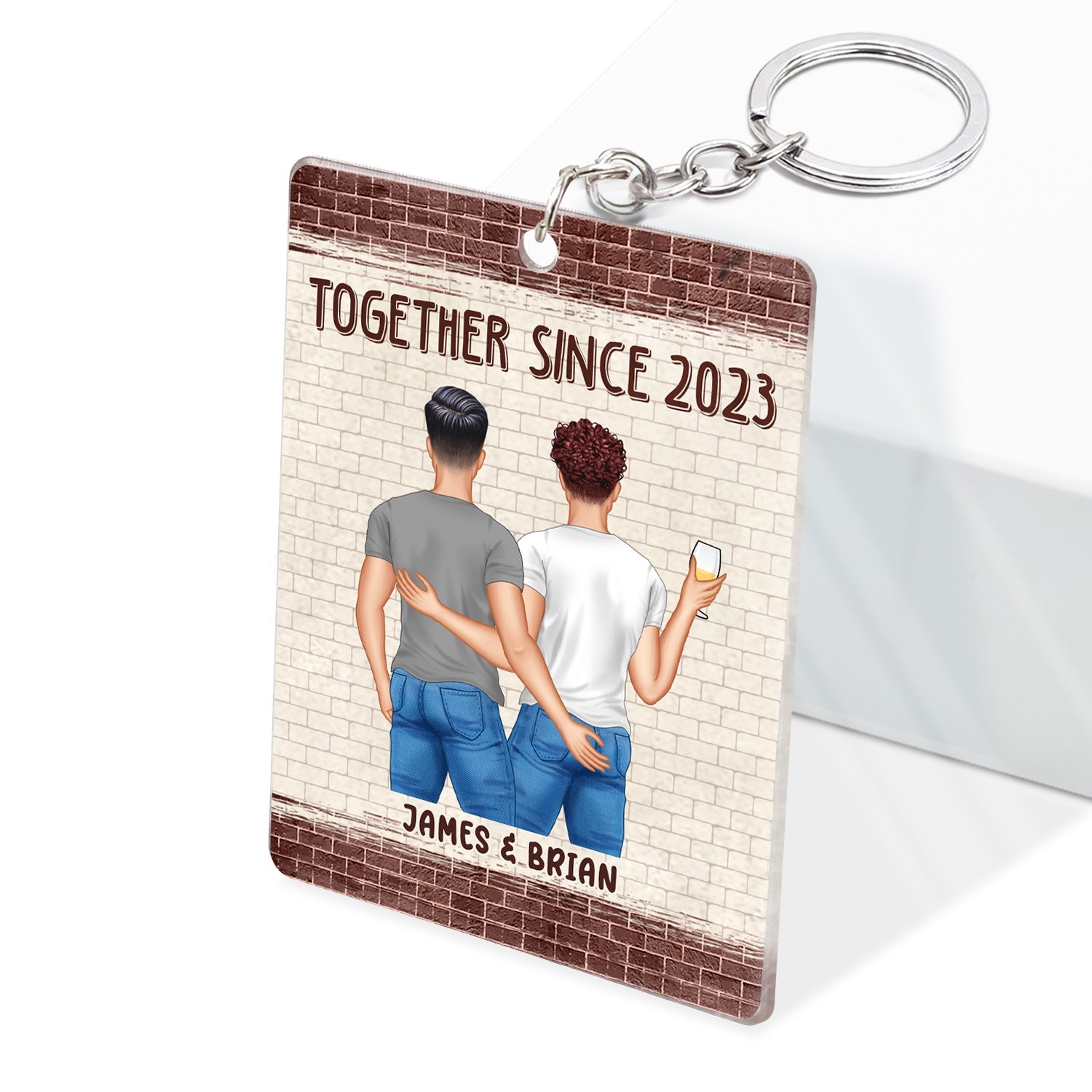 Couple All Because Two People Swiped Right - Gift For Couples - Personalized Custom Rectangle Acrylic Keychain