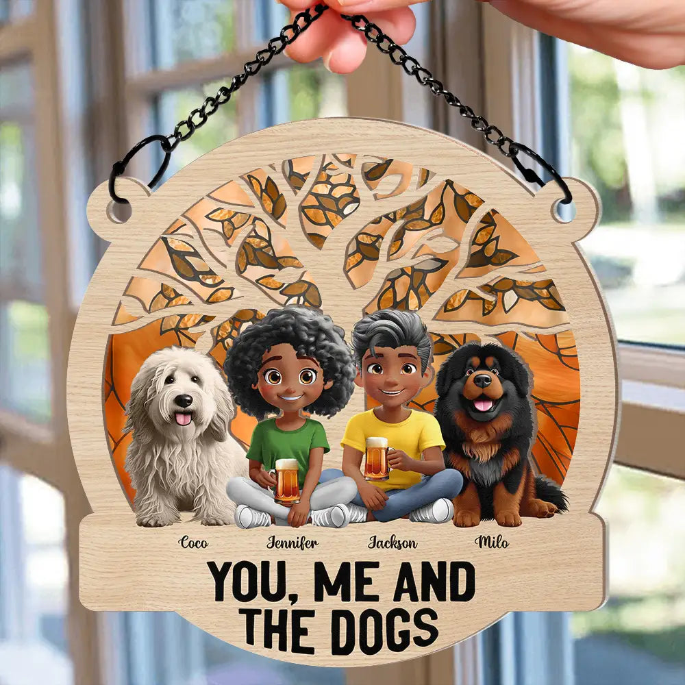 Seasons Of The Year You, Me And The Dog - Personalized Window Hanging Suncatcher Ornament