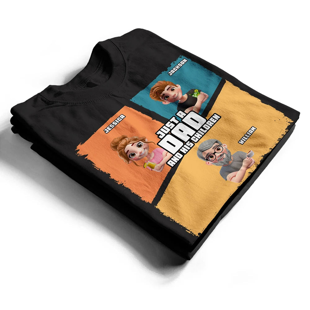Comic Style Just A Dad And His Girl - Personalized T Shirt