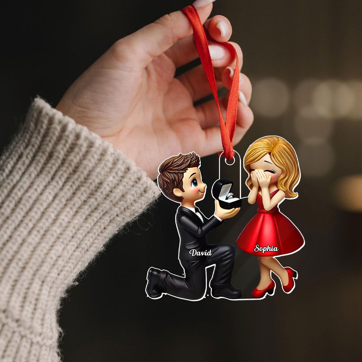 Marriage Proposal Personalized Car Hanger Ornament, Valentine's Day Gift for him, Gift for her