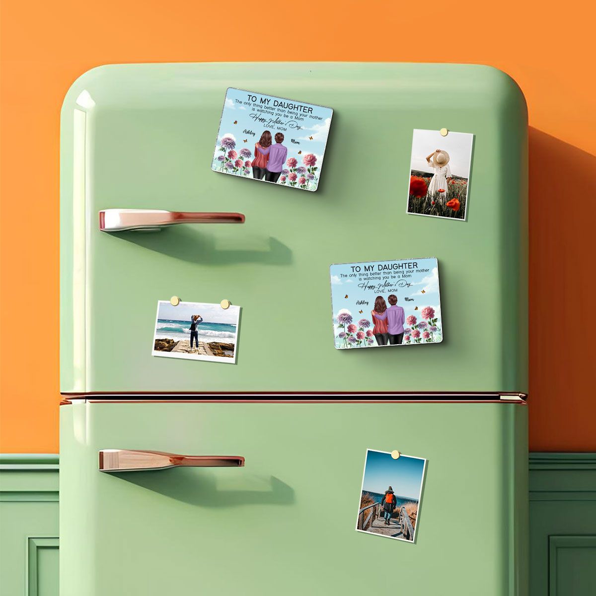 To My Daughter From Mom Happy Mother's Day Birth Flower Personalized Acrylic Fridge Magnet, Mother's Day Gift For Daughter