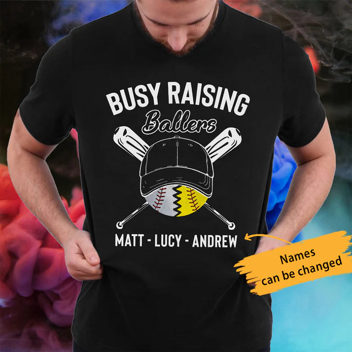 Personalized Dad Baseball Softball Black T Shirt