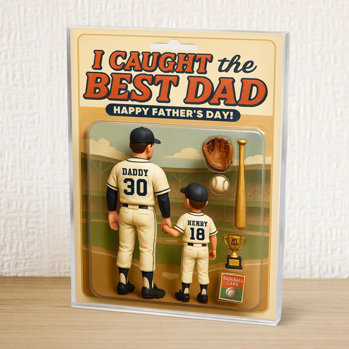 We Caught the Best Dad Baseball Custom Figure Personalized Acrylic Block Plaque, Father's Day Gift for Dad, Gift for Husband