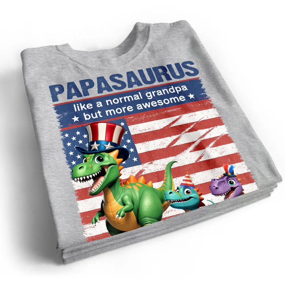 Grandpasaurus And Kids 3D Effect Dinosaurs 4th Of July Independence Day Celebration Personalized Shirt