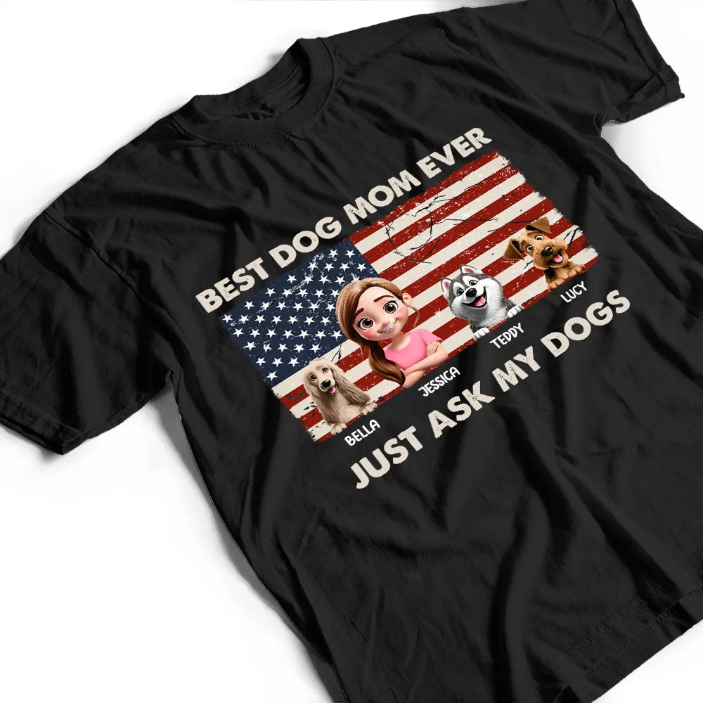 Stars & Stripes Best Dog Dad Ever Just Ask - Personalized T Shirt